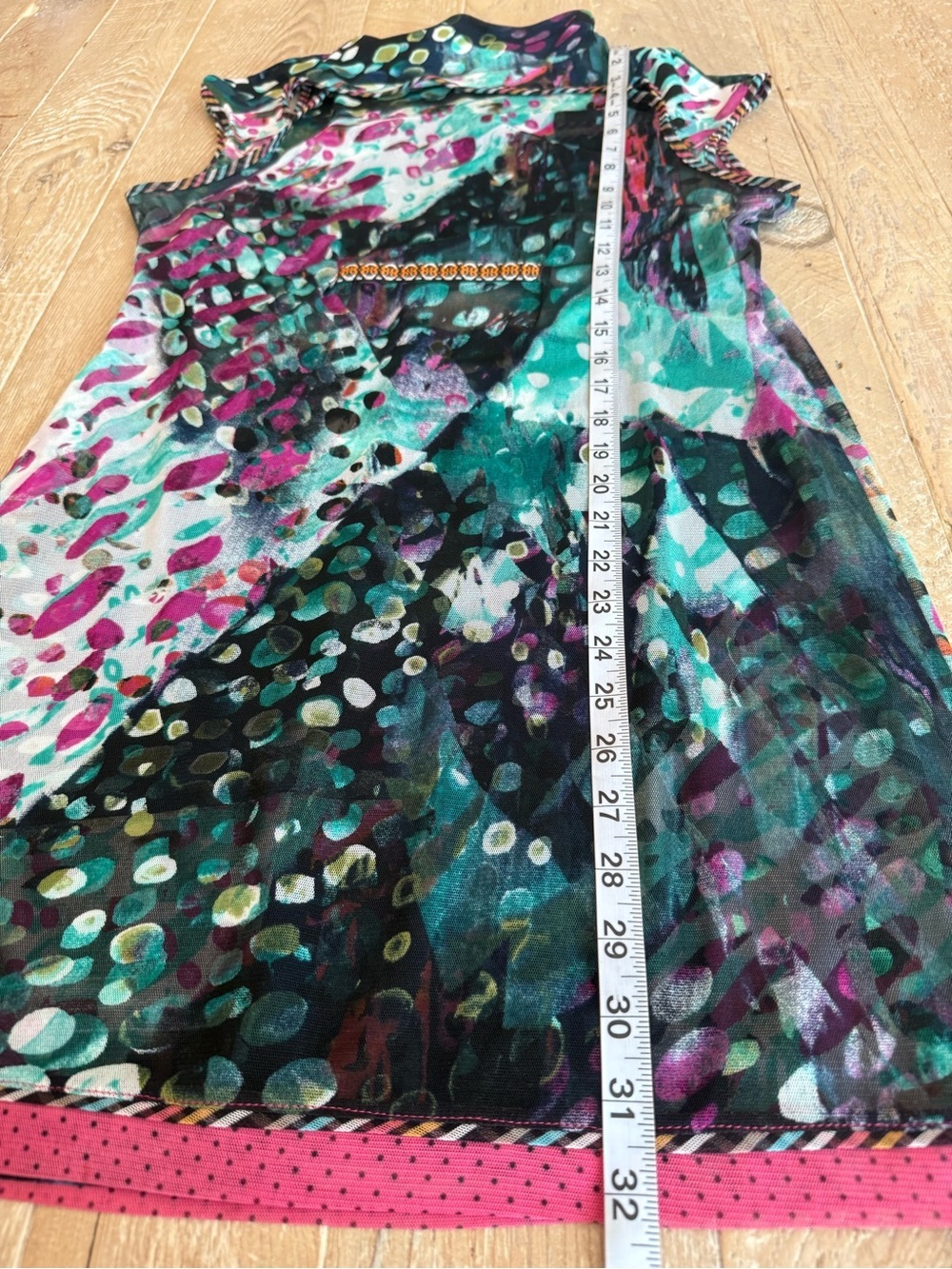 ANAC by Kimi Printed Cap Sleeve Dress in Teal and Pink M - Picture 7 of 8